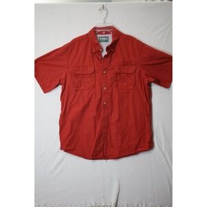 Outdoor Life Mens Large Red Short Sleeve Button Down Fishing Shirt Ventilated